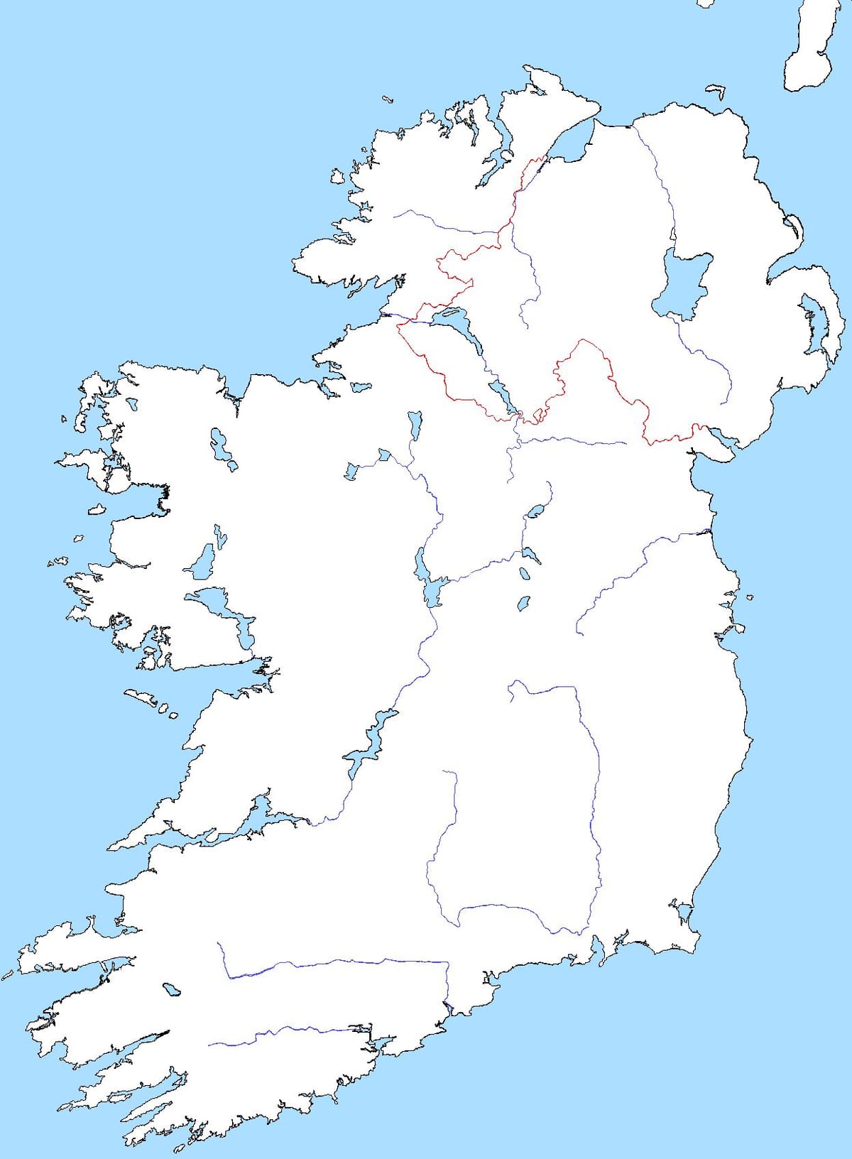 kart over blanke kart over irland med elver