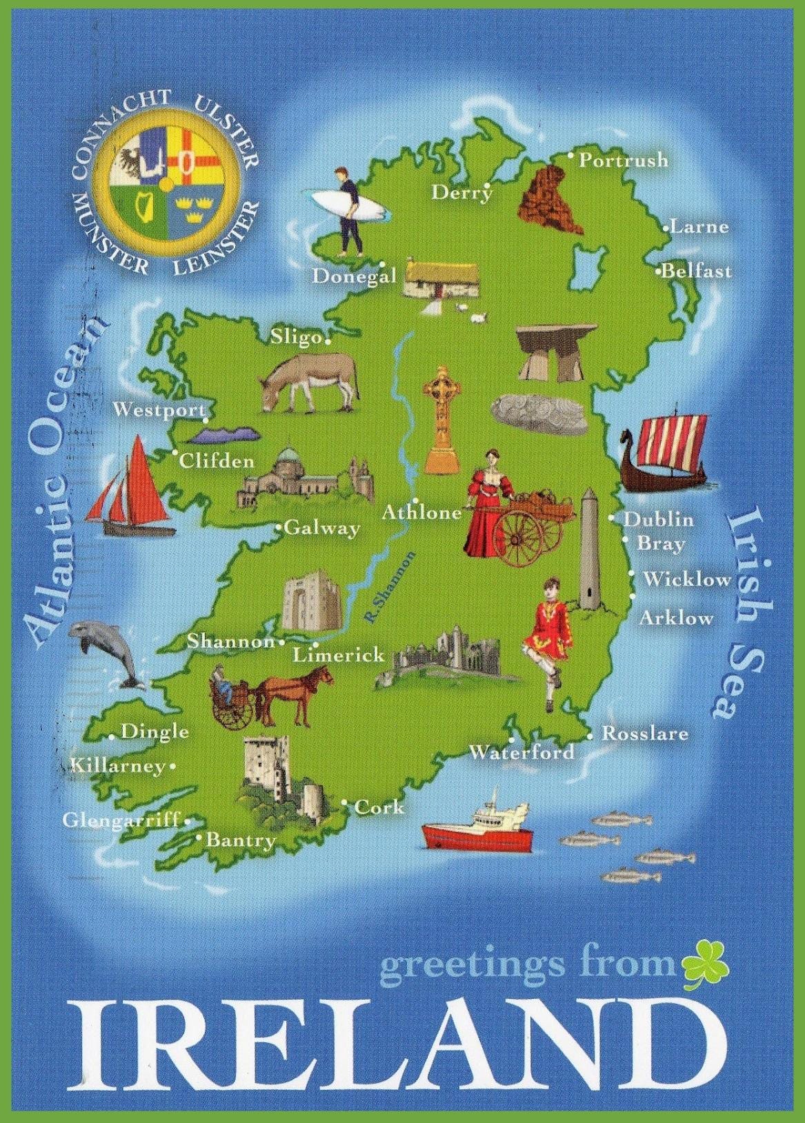 kart over irland topp attraksjoner