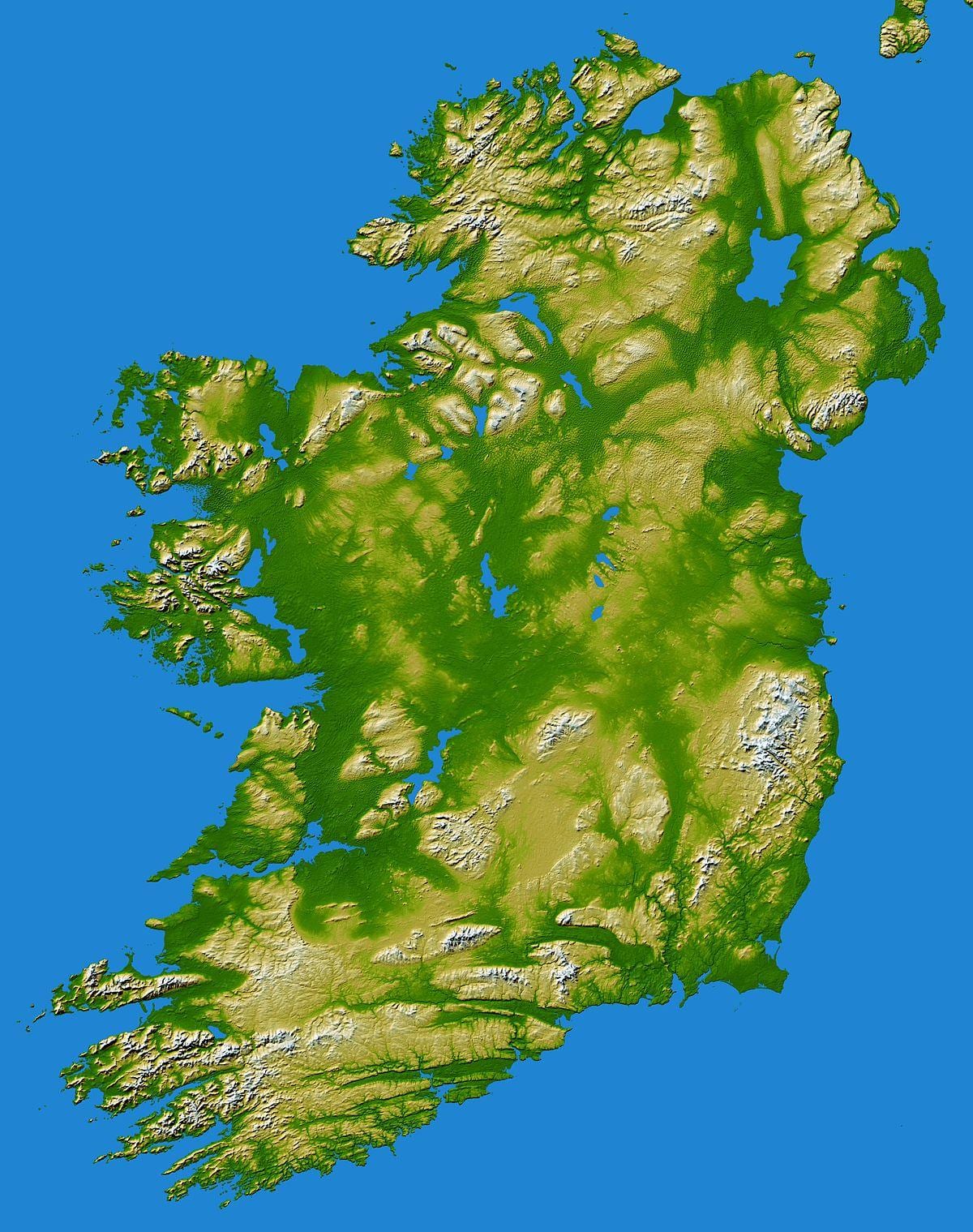 irland fjellkjeder kart