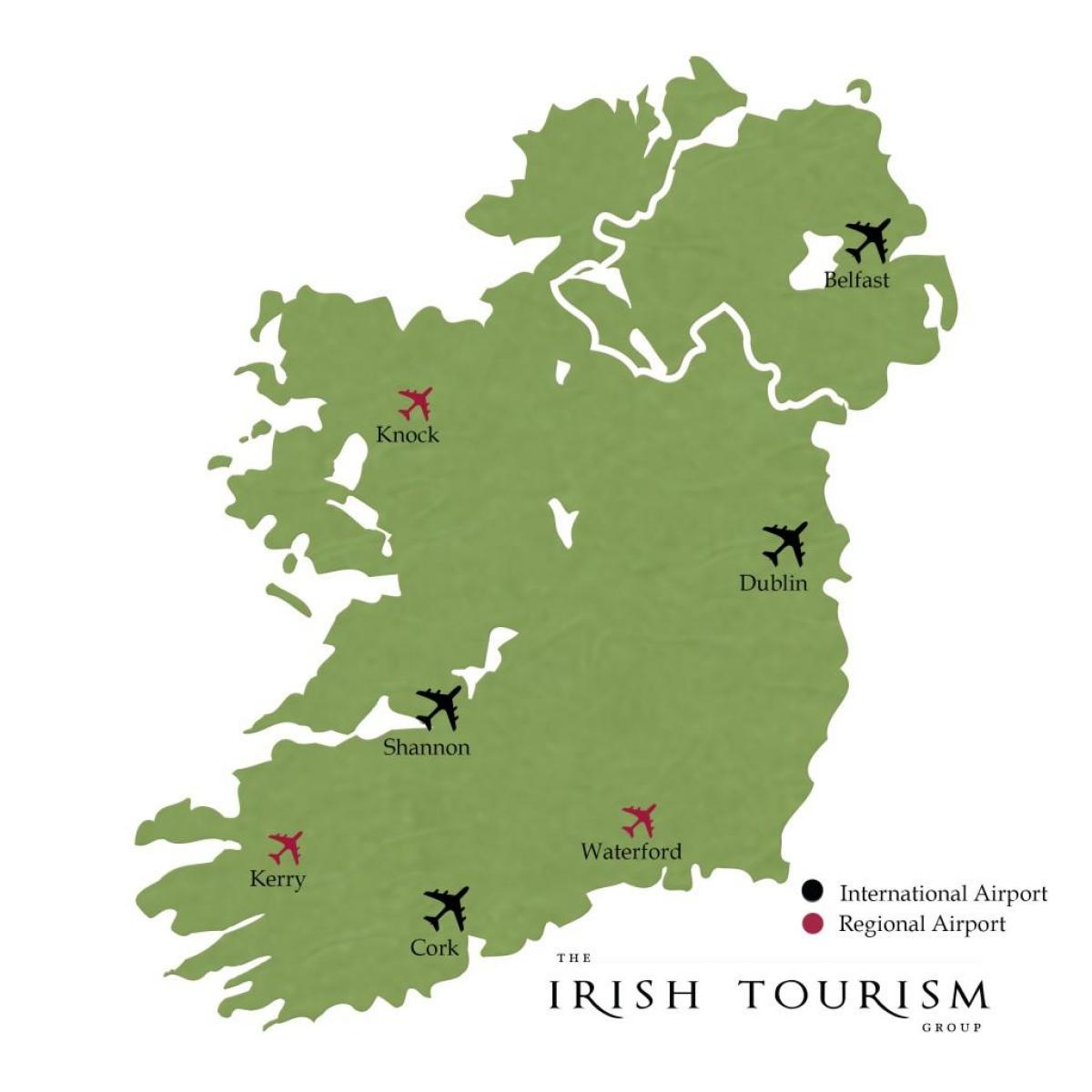 kart over sør-irland flyplasser