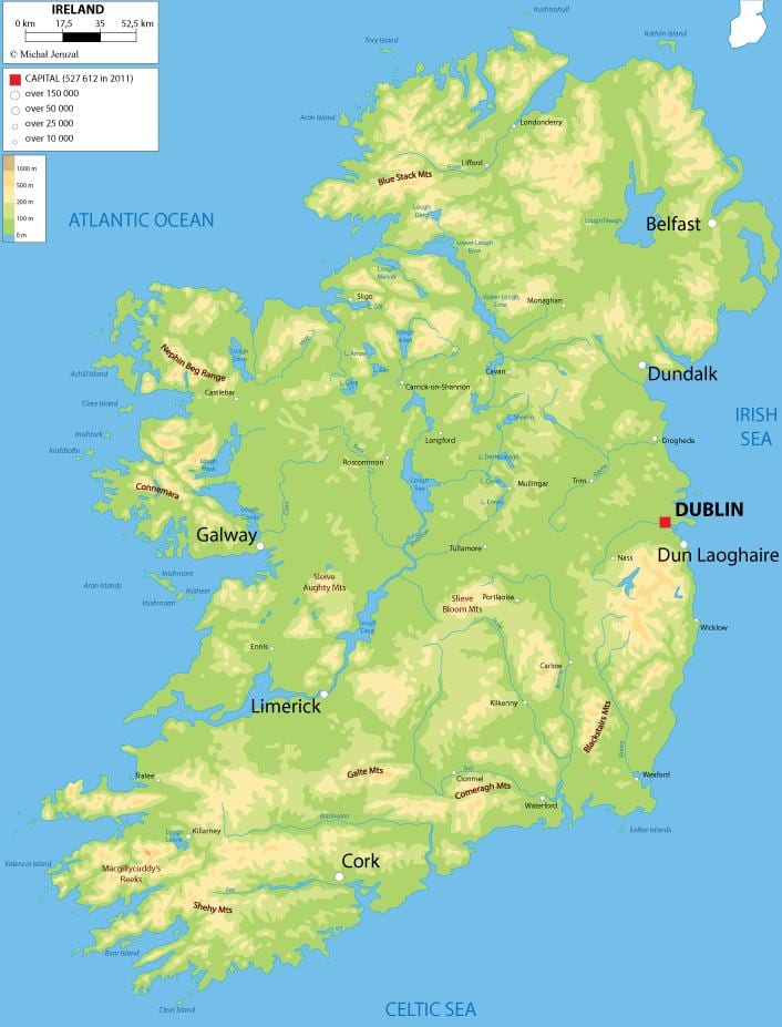 lindring kart over irland