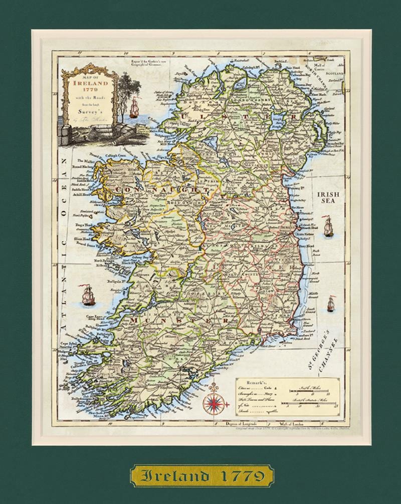 kart over innrammet kart over irland