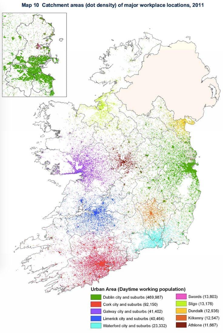 irland befolkningstetthet kart