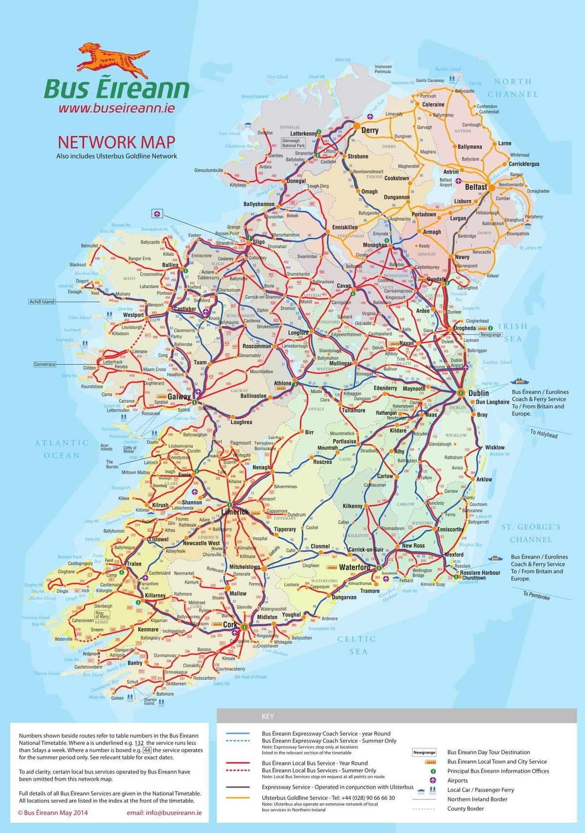 irland bussruter kart