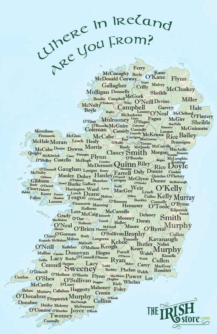 irland navnet kart