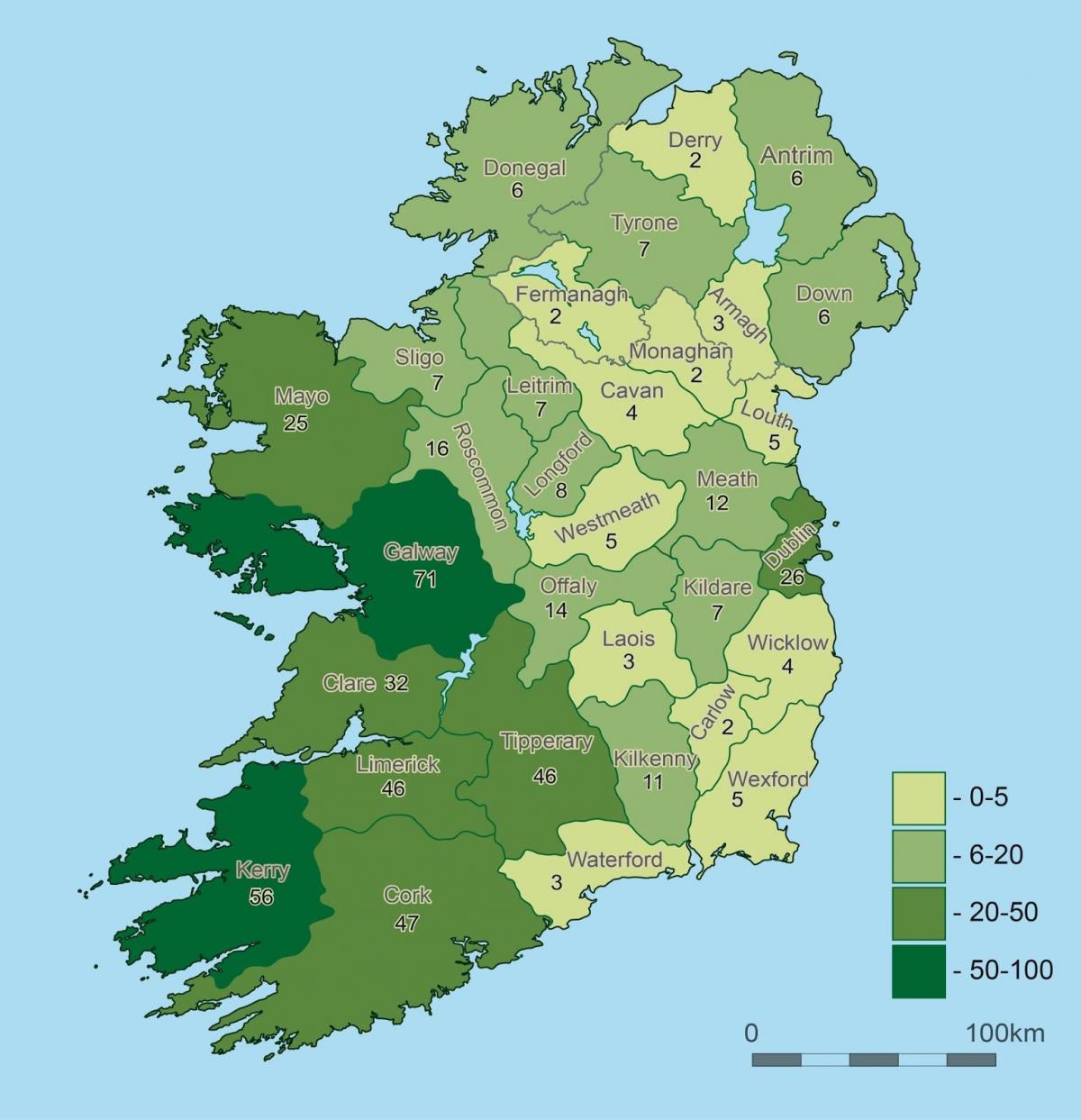 kart over irland geografi 