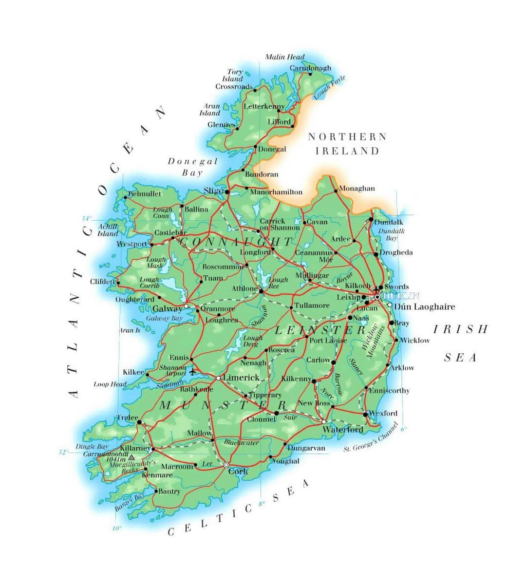 kart over irland høyde