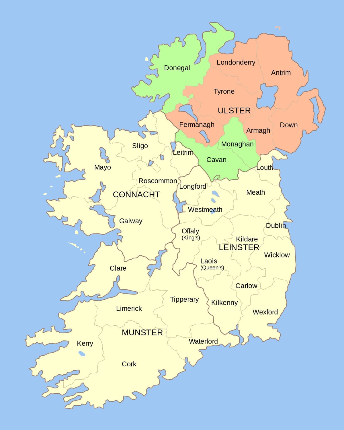kart over irland landemerker