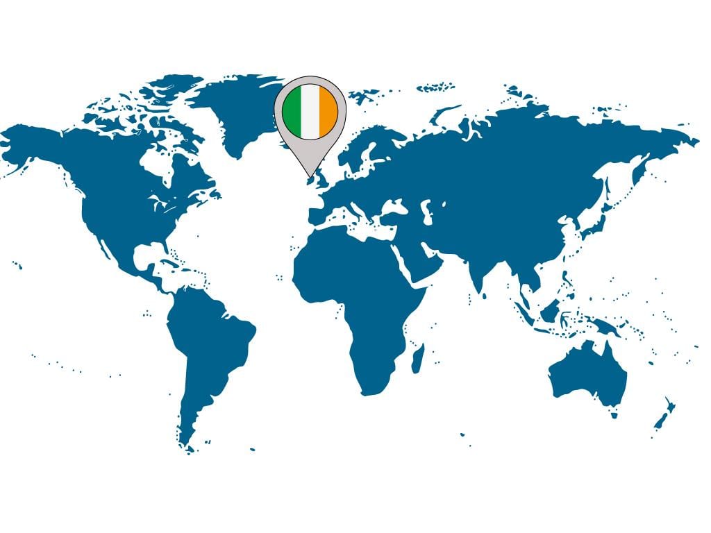 irland på kart over verden