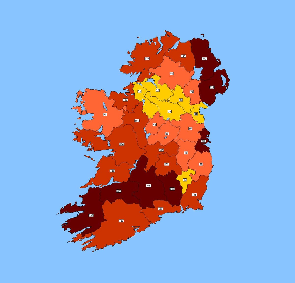 kart over irland postnummer