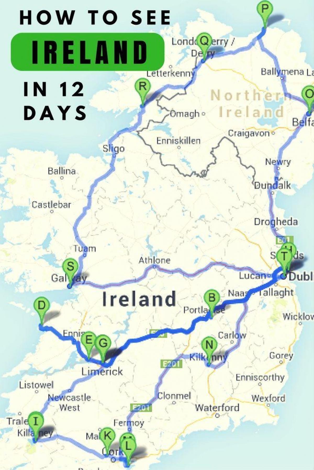 steder å besøke irland kart