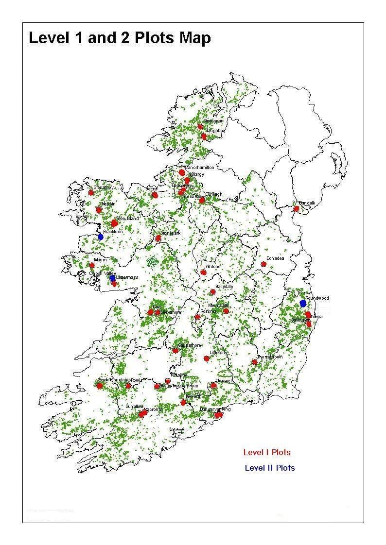kart over irland skoger