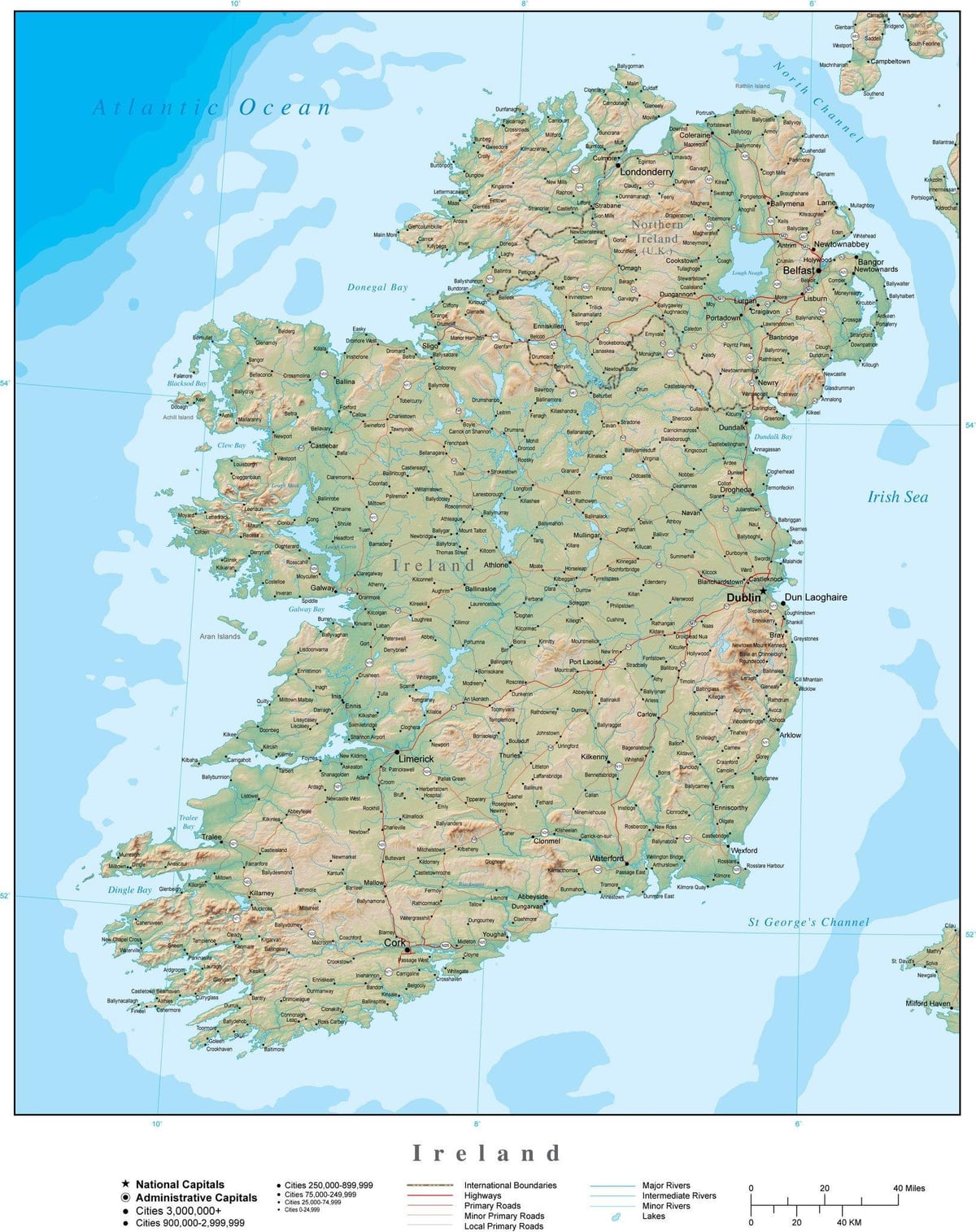 kart over irland terreng