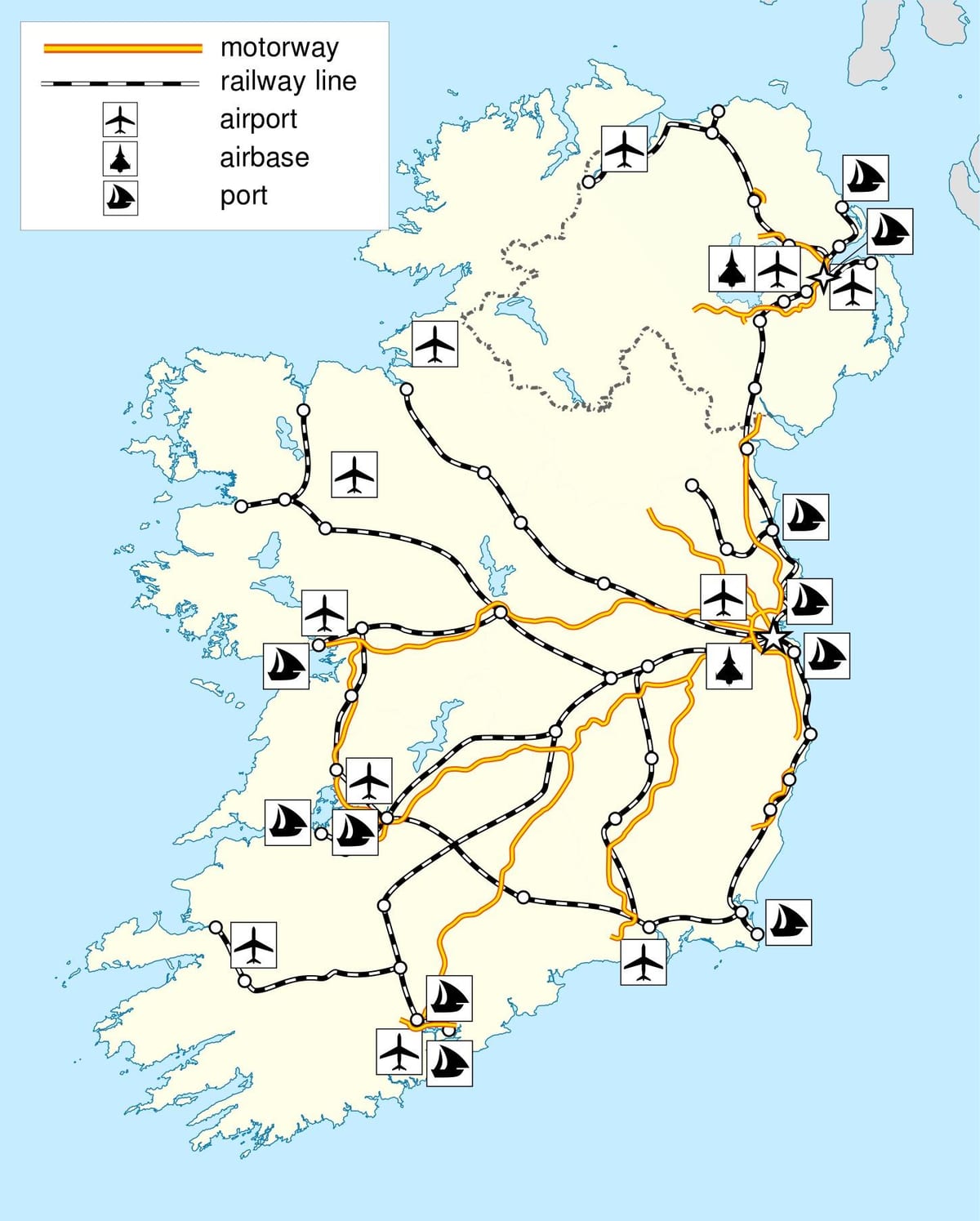 kart over irland transport