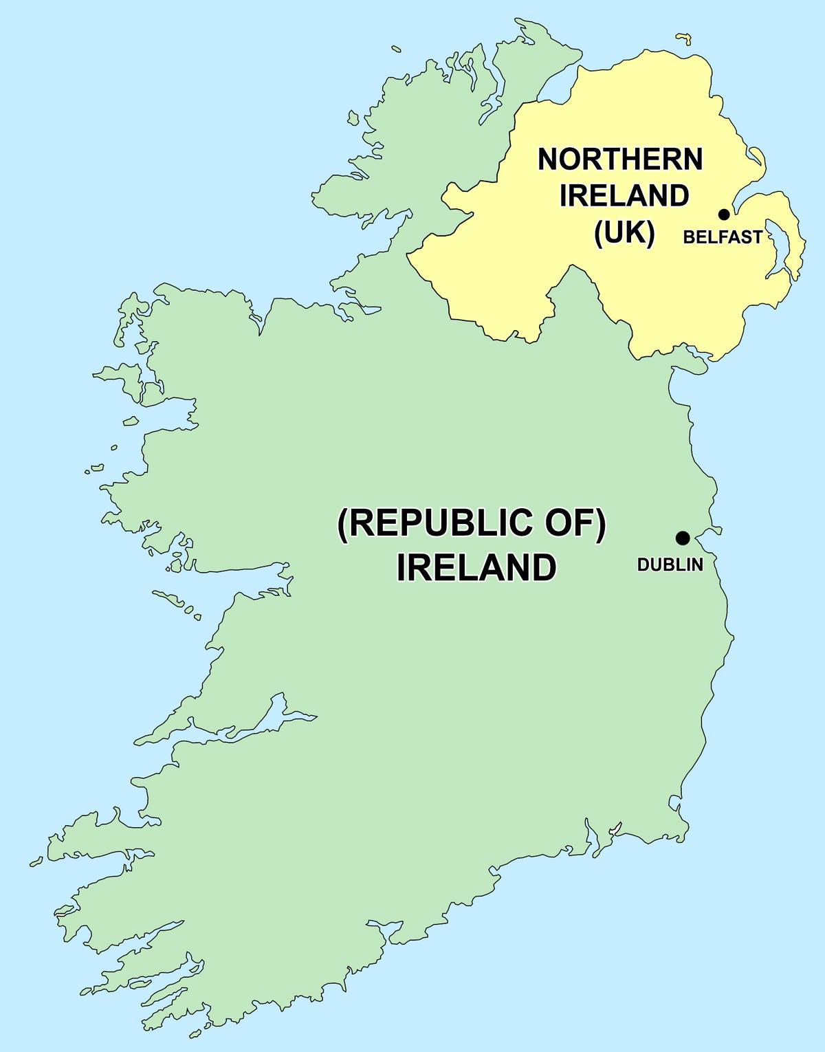  kart over nord-irland og republikken irland