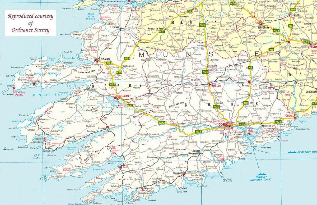 kart over kart av nord-vest-irland