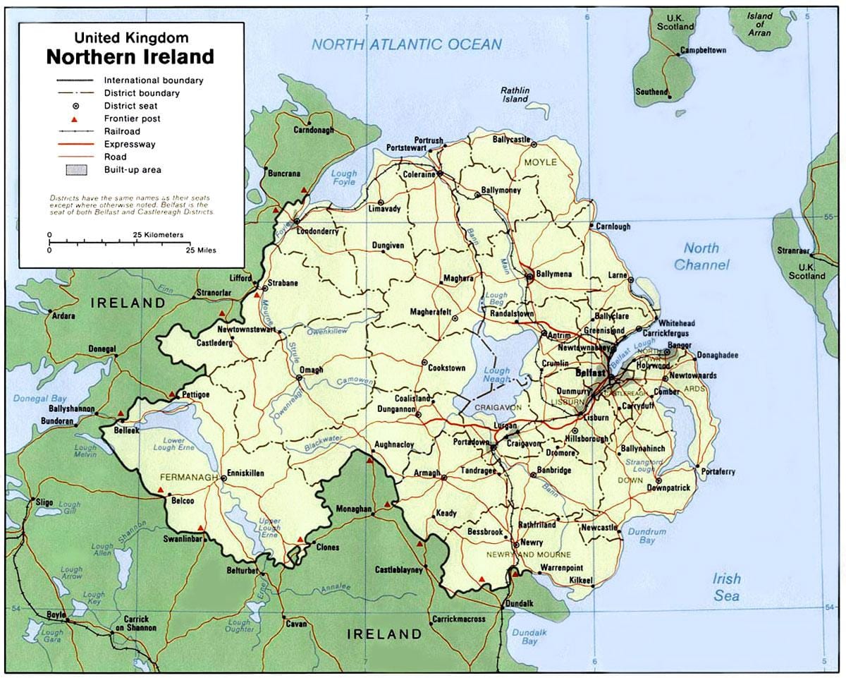 kart over nord-irland