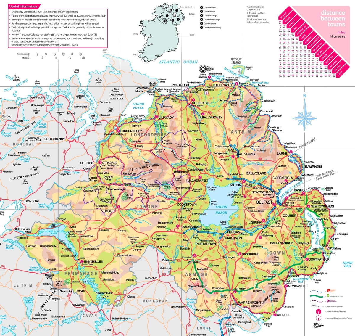 nord-irland attraksjoner kart