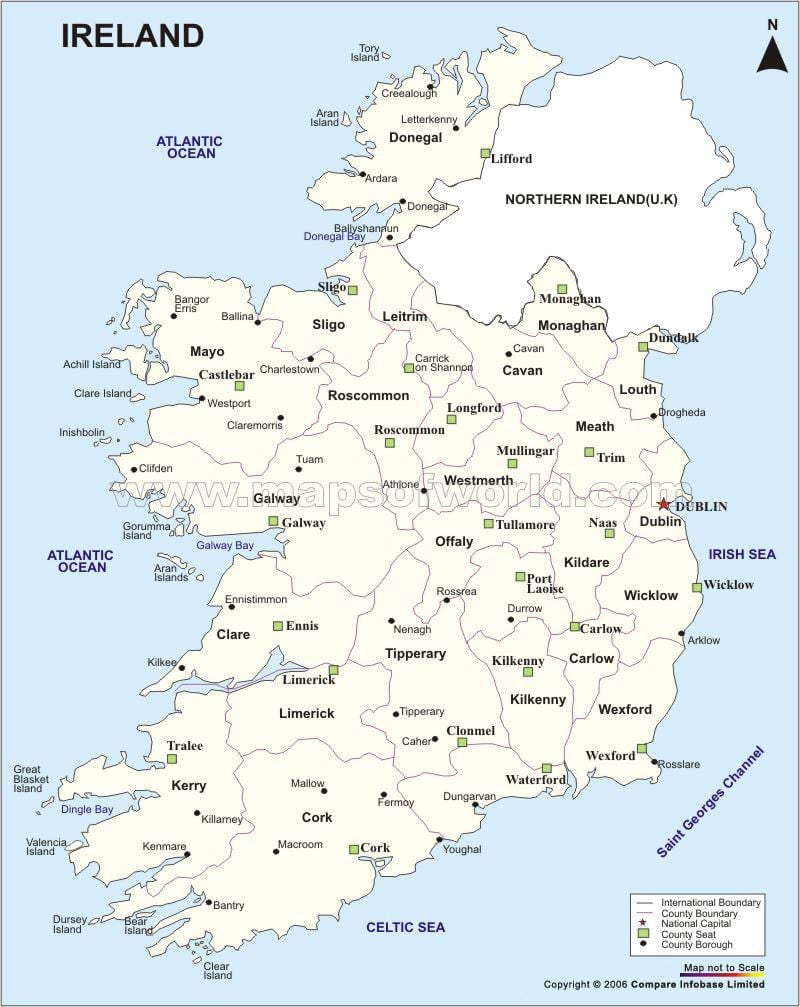 kart, politisk kart over irland