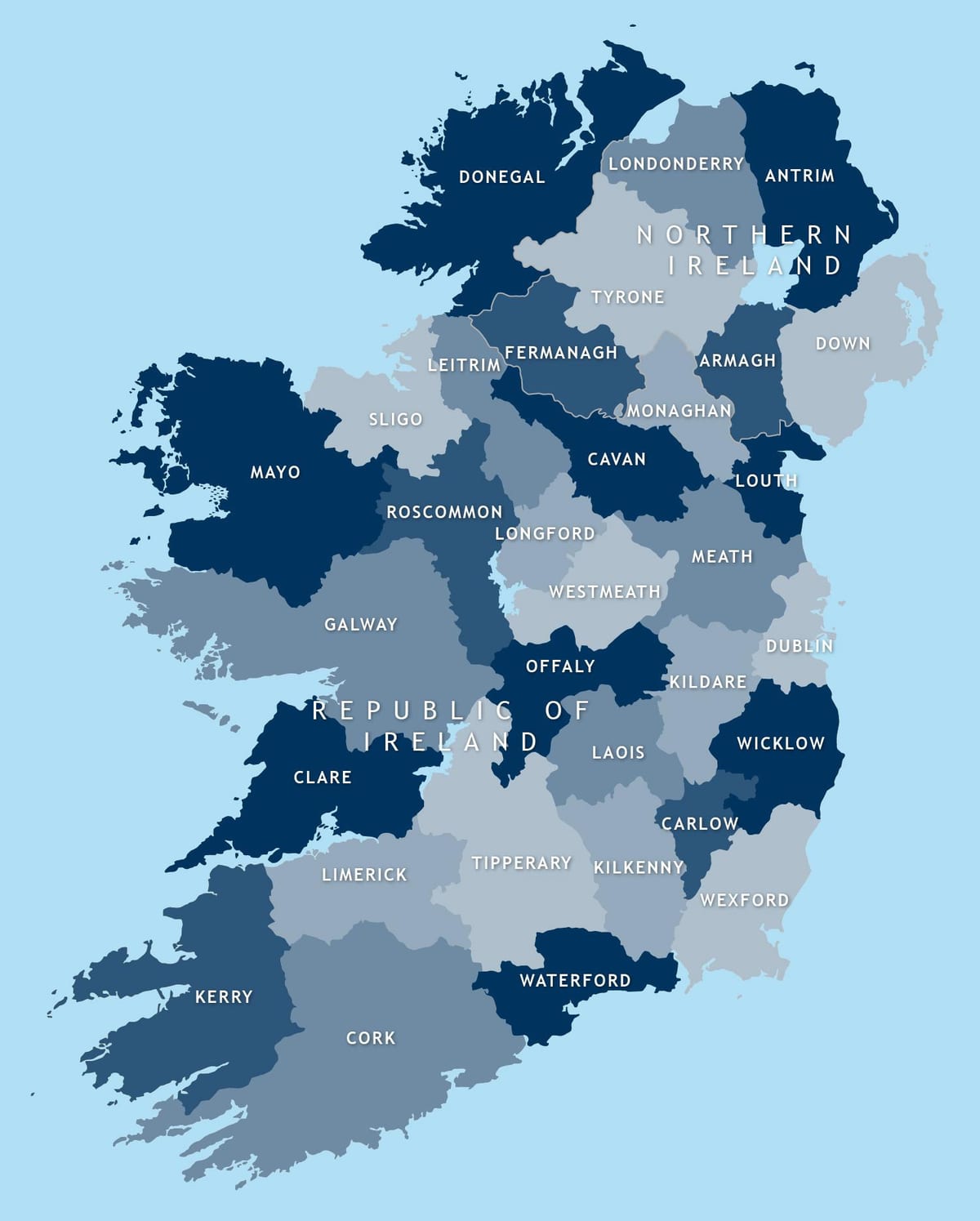 kart av redigerbare kart over irland