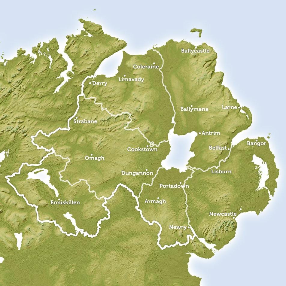 kart av regionale kart over nord-irland