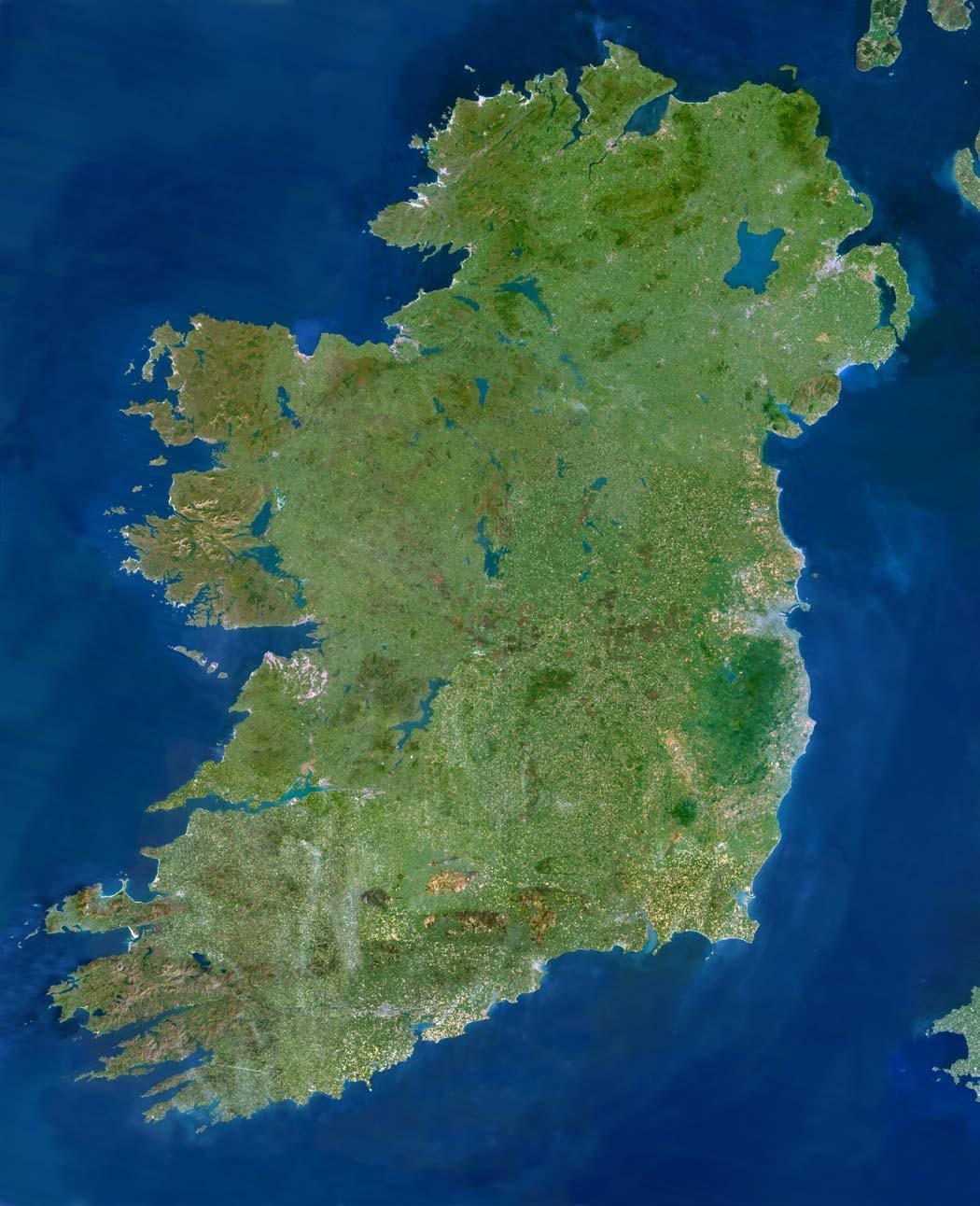 kart av satellitt kart over irland