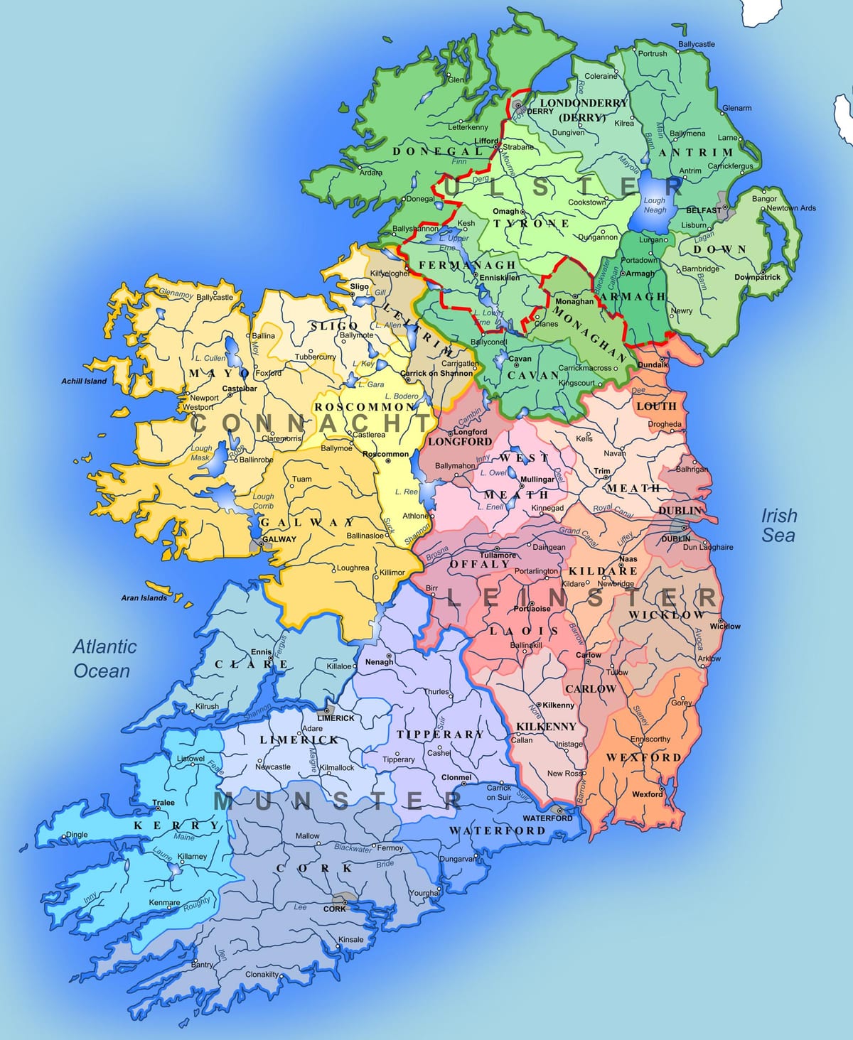 store detaljert kart over irland