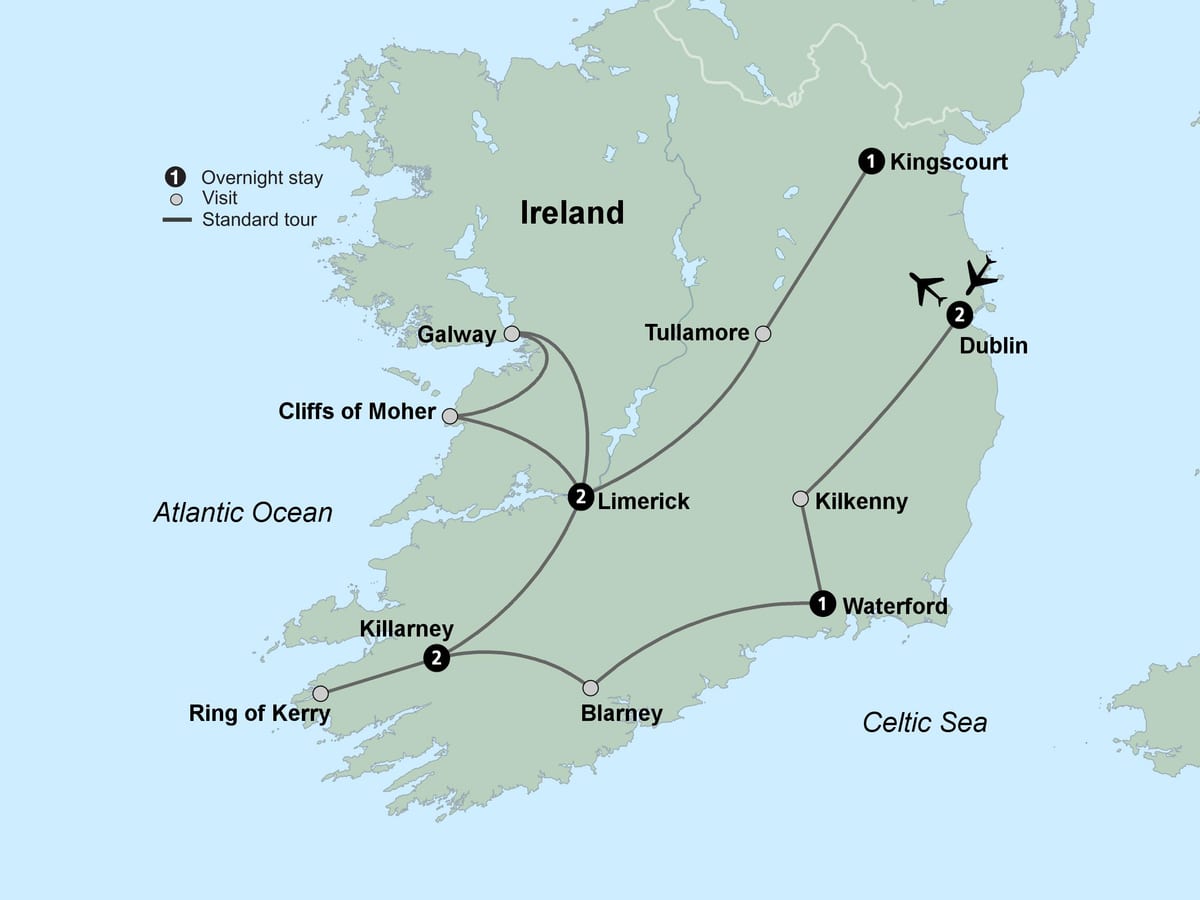 kart av turist kart over sør-irland