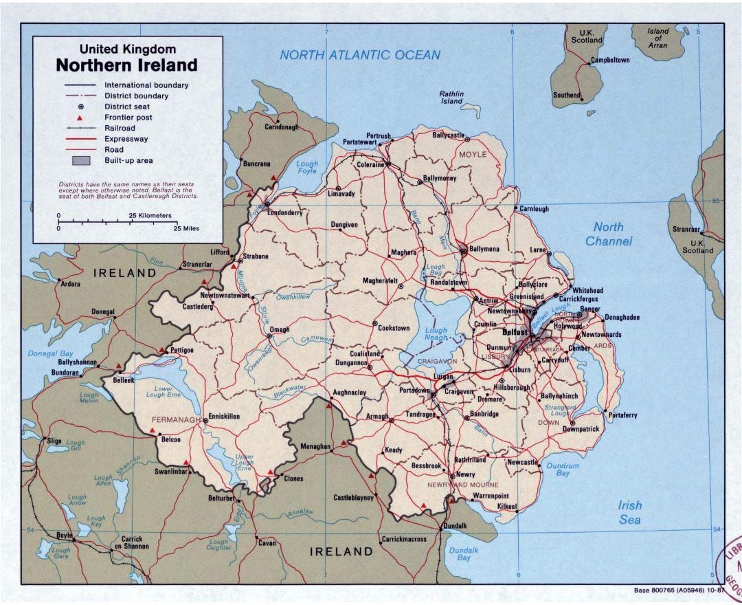 kart over veien kart over irland og nord-irland