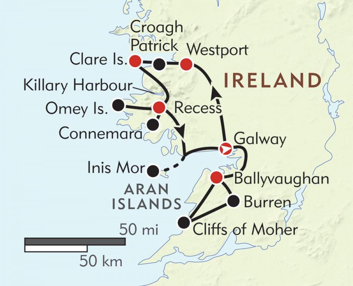 kart over vest-kysten av irland 