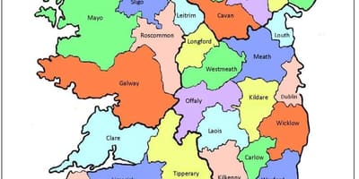 Kart over irland 32 fylker