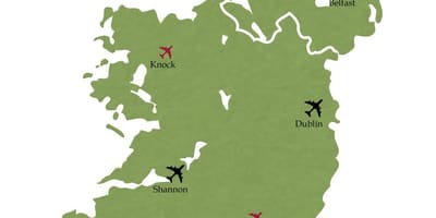 Kart over sør-irland flyplasser