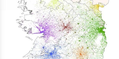 Irland befolkningstetthet kart