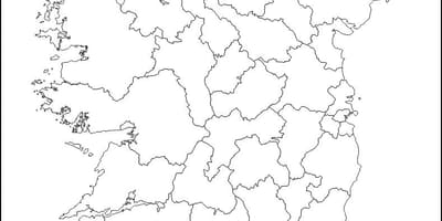 Blank kart over irland med fylket grenser