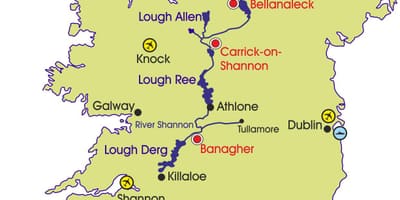 Kart over irland elver og fjell
