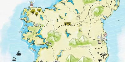 Kart over steder å besøke i irland