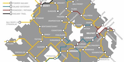 Kart over nord-irland jernbanenettet
