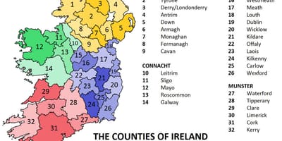 Kart over irland viser provinser