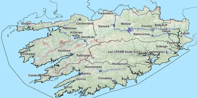 Detaljert kart over sør-vest irland